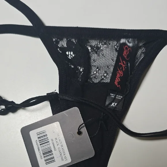 NWT G.I.A. X-Rated Black Lace Double Strap G String Thong - Picture 3 of 5